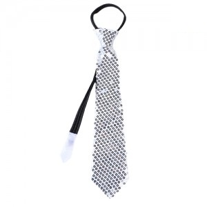Corbata Plateada Lentejuelas AC780