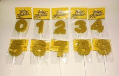Vela Numero Gibre Dorado Caja Surtida de 0 al 9 (en Blister) 5cm caja x 20un