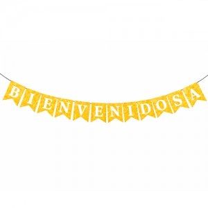 Banderin Bienvenidos Stamping Dorado BABIGDO