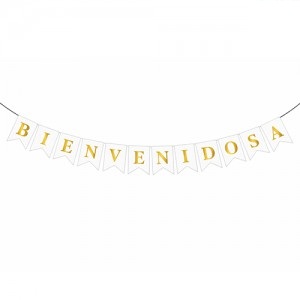 Banderin Bienvenidos Stamping Blanco BABISBL
