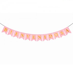 Banderin Bienvenidos Stamping Rosa BABISRS