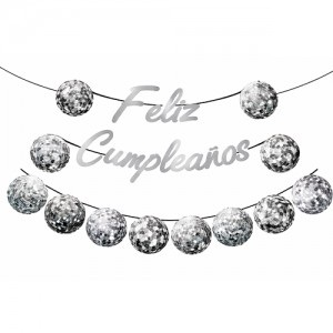 Banner Feliz Cumpleaños Boliche Plateado BAFCBOPL