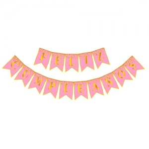 Banner Feliz Cumpleaños Confetti Rosa BAFCCRS