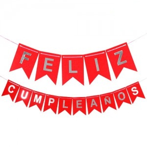 Banner Feliz Cumpleaños Glitter Rojo BFCGRJ