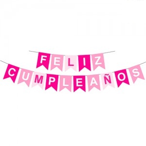 Banner Feliz Cumpleaños Rosa y Fucsia  BAFCHE