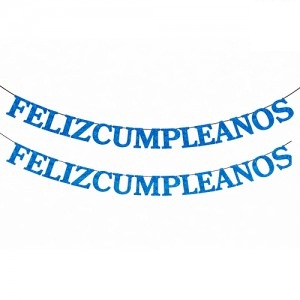 Banner Feliz Cumpleaños Letras Glitter Azul  BAFCLGAZ