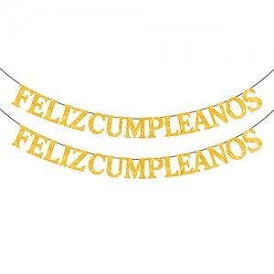 Banner Feliz Cumpleaños Letras Glitter Dorado BAFCLGDO