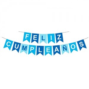 Banner Feliz Cumpleaños Celeste y Azul  BAFCMA