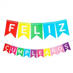 Banner Feliz Cumpleaños con Stamping Multicolor  x 1un BAFCMU