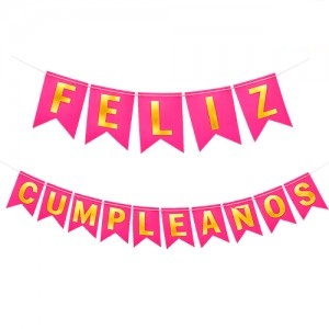 Banner Feliz Cumpleaños con Stamping Fucsia  BAFCSFU