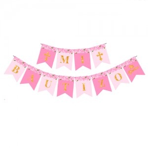 Banderin Mi Bautismo Rosa  BAMBRS