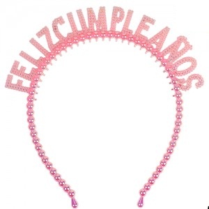 Vincha Feliz Cumpleaños Rosa (brilla en la oscuridad) VI47