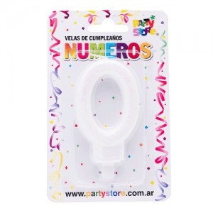 Vela 0 Blanco Brillo Glitter VNGBL0