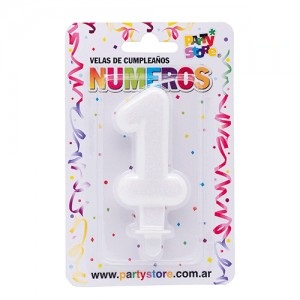 Vela 1 Blanco Brillo Glitter VNGBL1