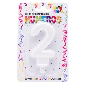 Vela 2 Blanco Brillo Glitter VNGBL2