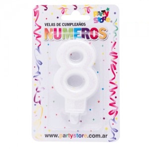 Vela 8 Blanco Brillo Glitter VNGBL8