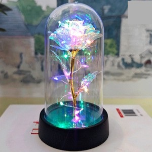 Souvenir Cristal Rosa Eterna Tornaolada LED XLS04