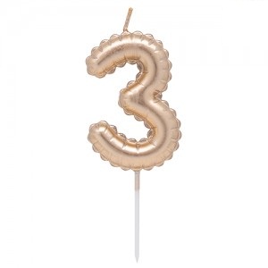 Vela Numero Globito Dorado Nº3 VNGLDO3