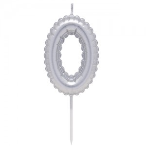 Vela Numero Globito Plateado Nº0 VNGLPL0
