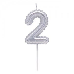 Vela Numero Globito Plateado Nº2 VNGLPL2
