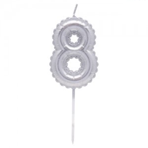 Vela Numero Globito Plateado Nº8 VNGLPL8