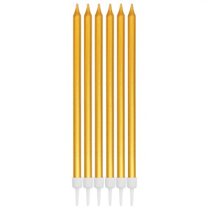 Velas Largas Metalizadas Gold 12cm  x 6un VLMDO6