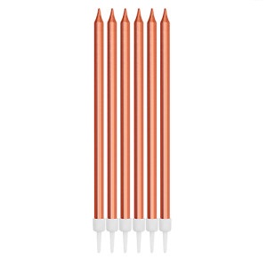 Velas Largas Metalizadas Rose Gold 12cm  x 6un VLMRG6